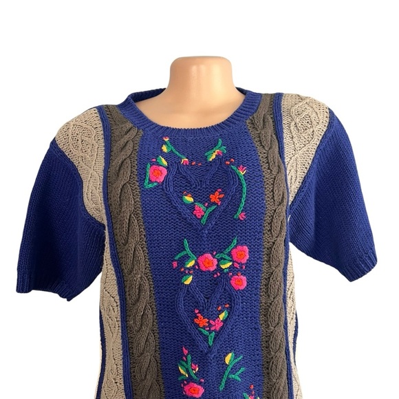 P.S Sport Vintage 80s Floral Granny Core Knit Sweater - Picture 4 of 9